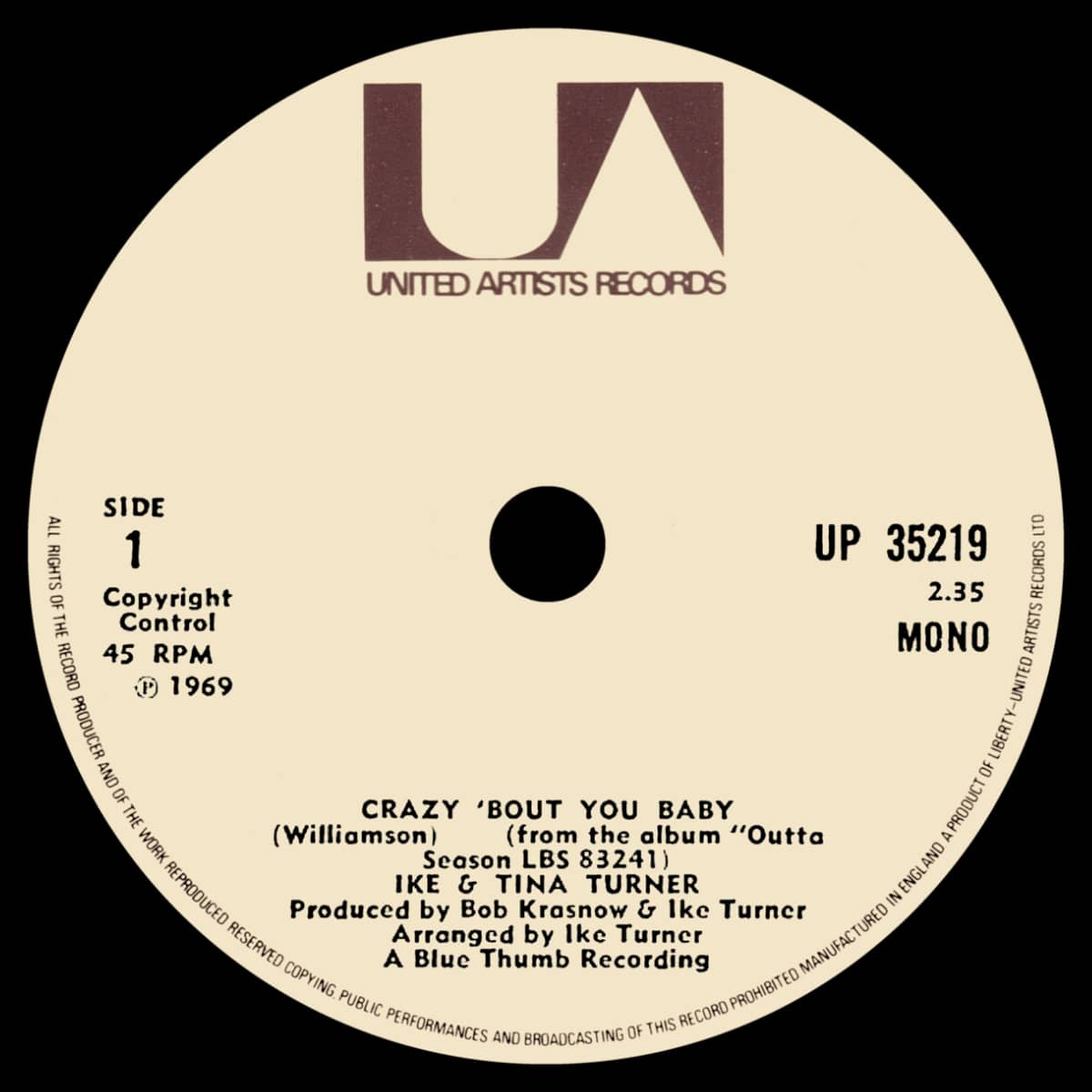 Ike & Tina Turner - Crazy 'Bout You Baby - Single