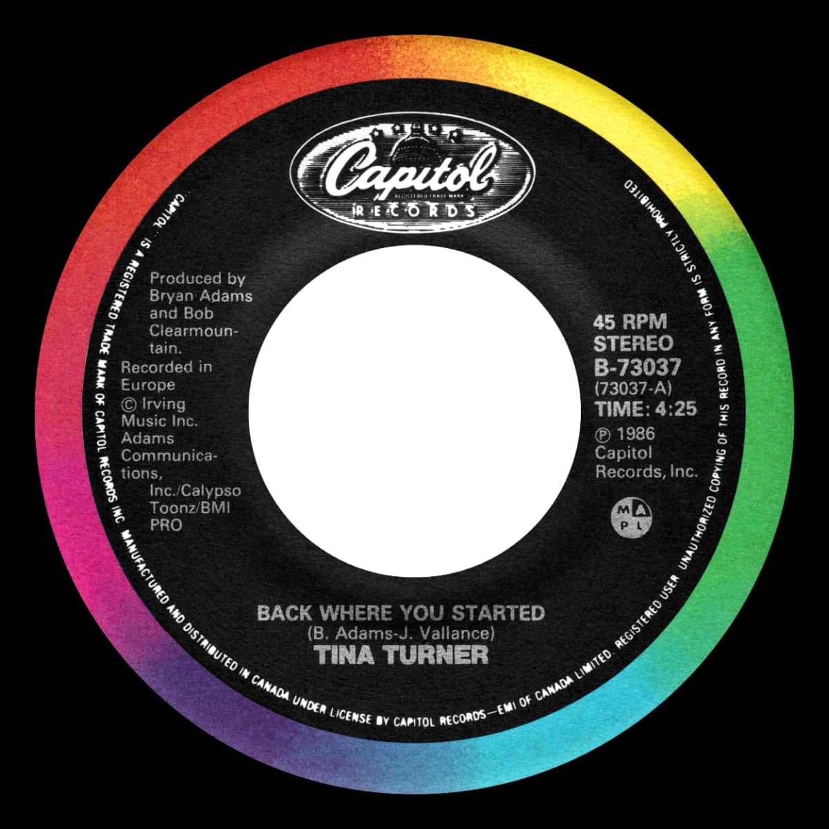 Tina Turner - Back Where You Started - Single
